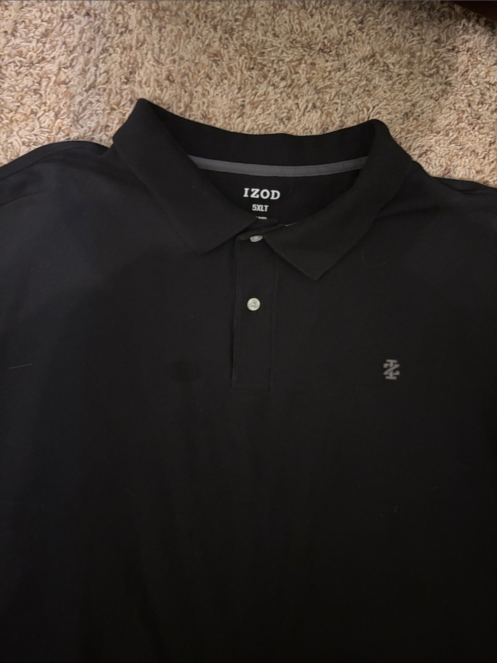 Izod Black Men’s Polo Shirt with Subtle Embroidered Logo WITH IMPERFECTION STAIN